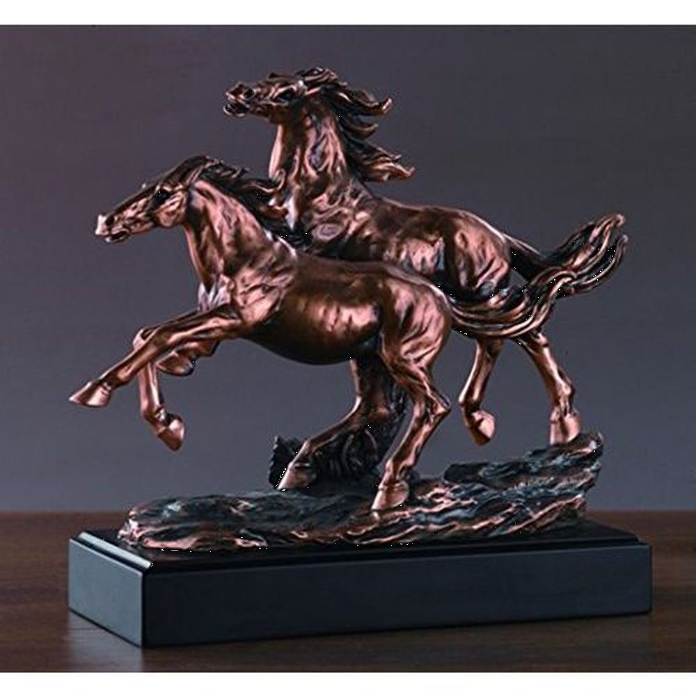 Treasure of Nature  F53166 Two Horses Figurine, Bronze Plated Resin, 9.5" x 9.5"