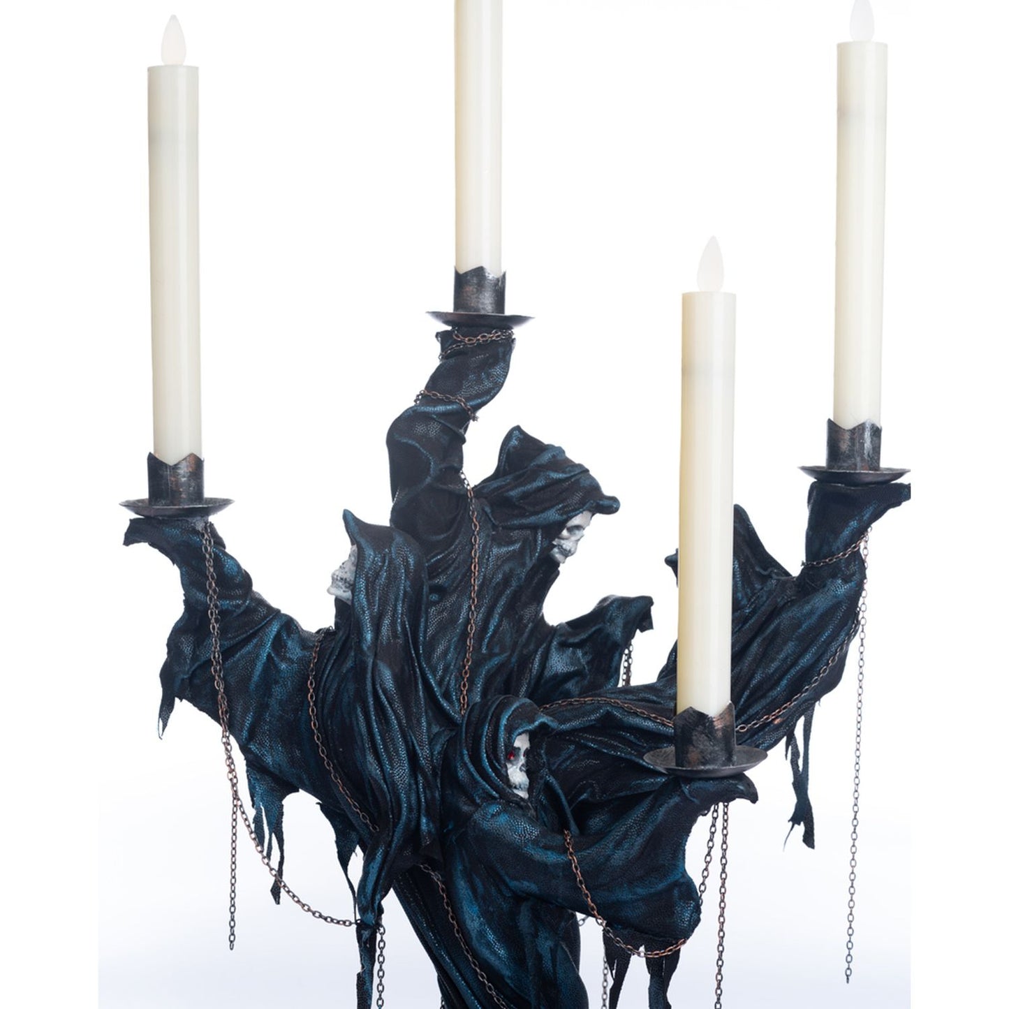 Katherine's Collection 2023 Seers and Takers 17" Thanatos Candelabra, Black Resin