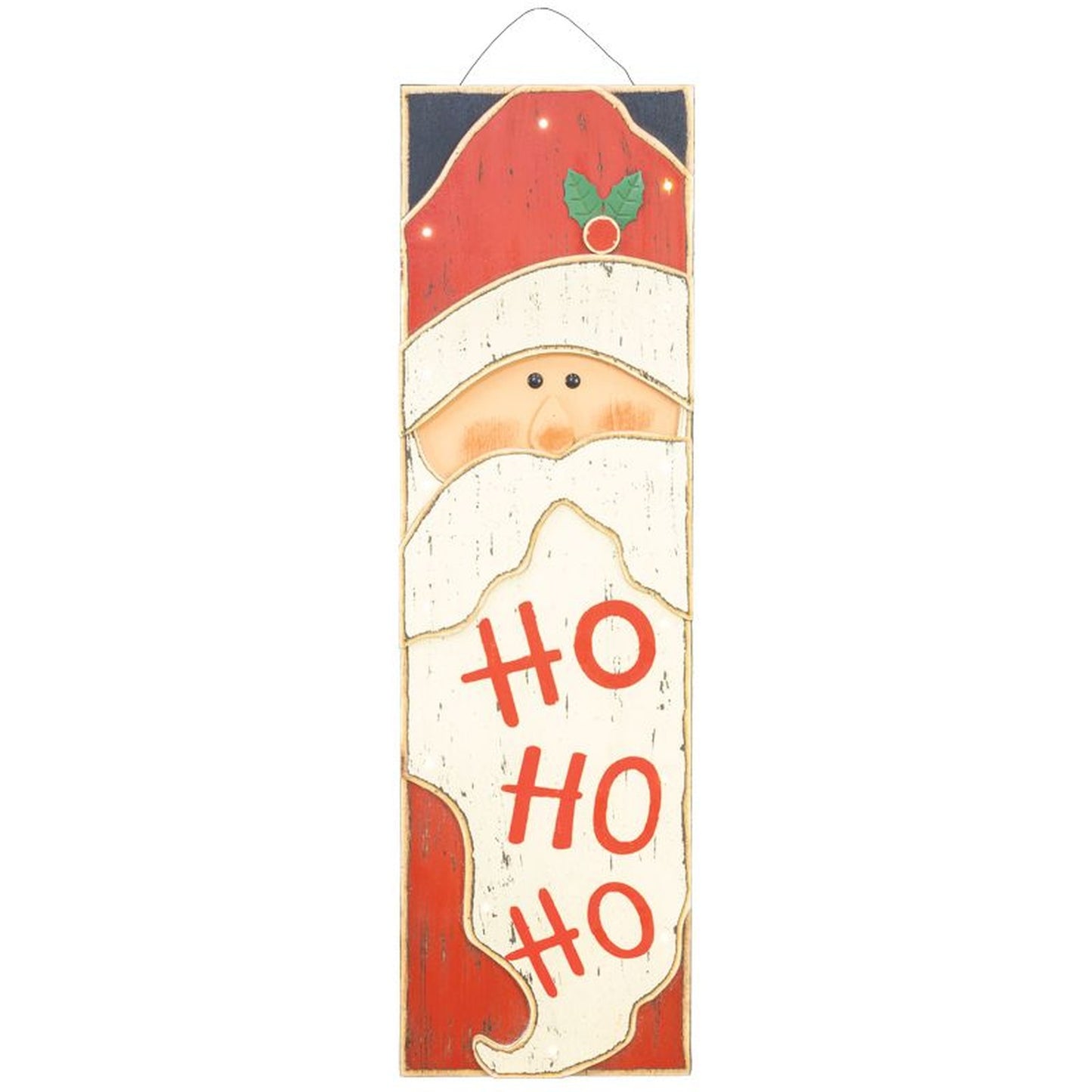 Hanna's Handiworks Ho Ho Ho Wooden Santa Sign With Lights