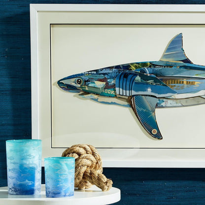 Two's Company Shark Paper Collage Wall Art - Paper/Plastic/Glass