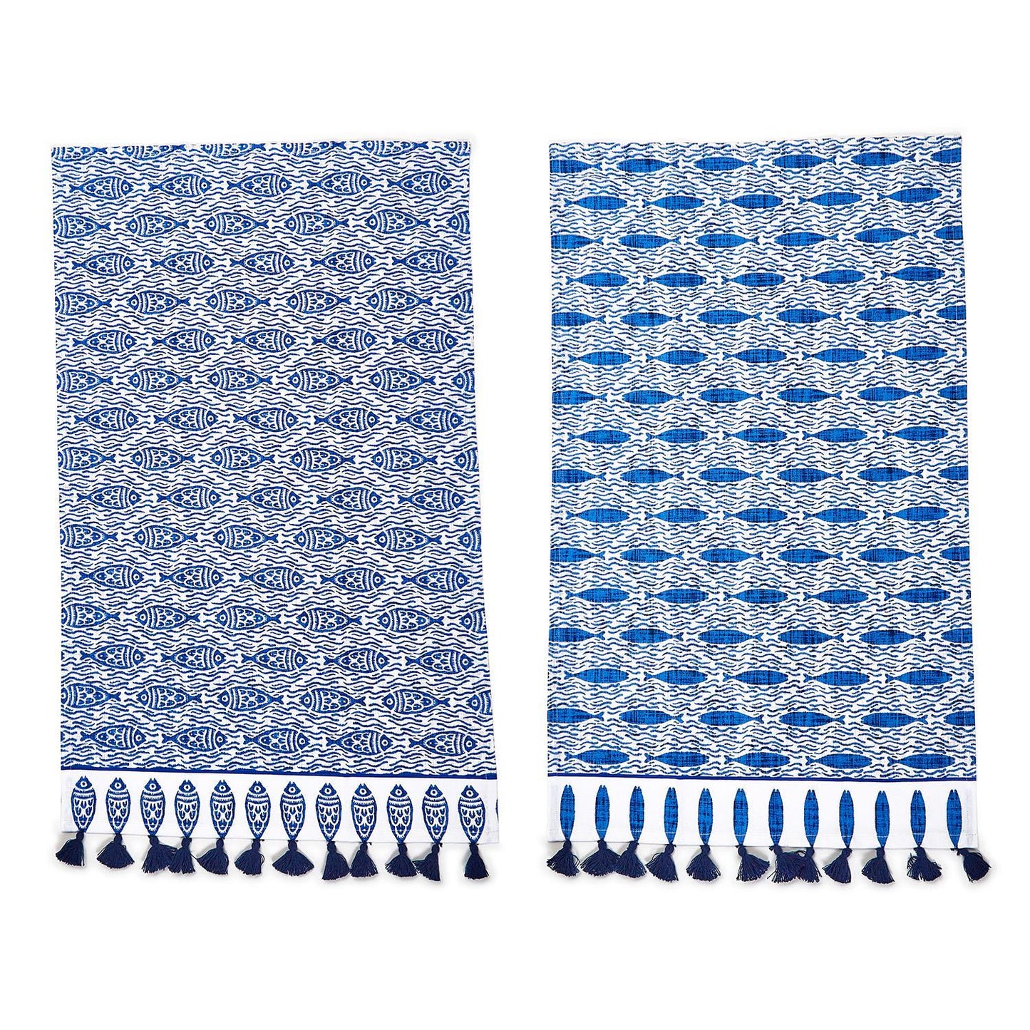 Two's Company Water'S Edge Fish Set Of 2 Dish Towel - Cotton