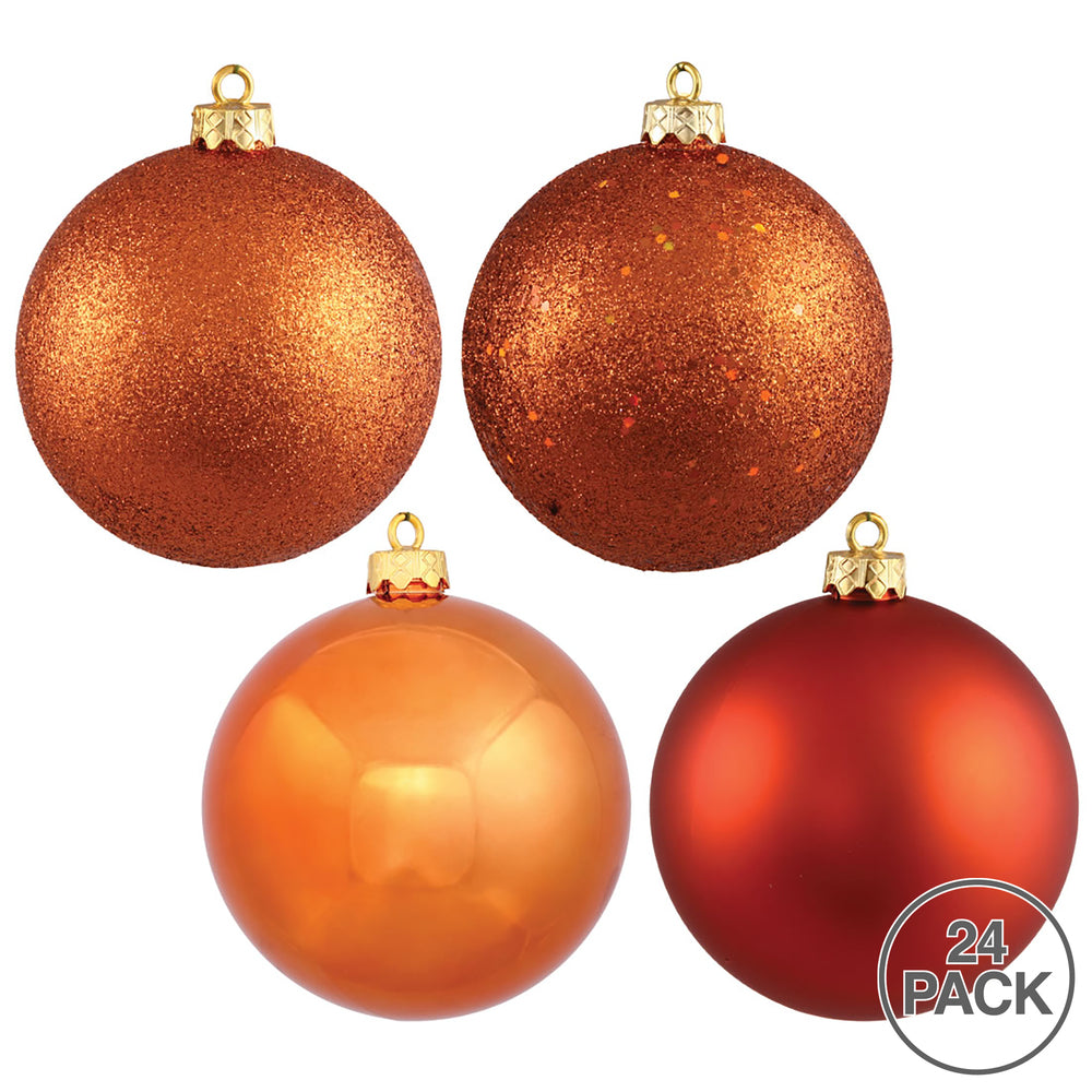 Vickerman 2.4" Burnished Orange 4-Finish Ball Ornament Assortment, 24 per Box
