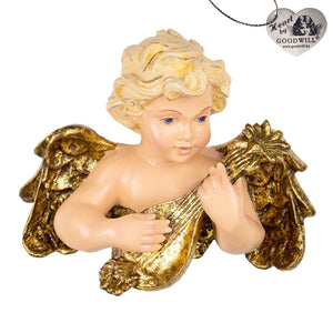 Goodwill Heavenly Display Music Cherub With Lyre Pink/Gold 32.5Cm