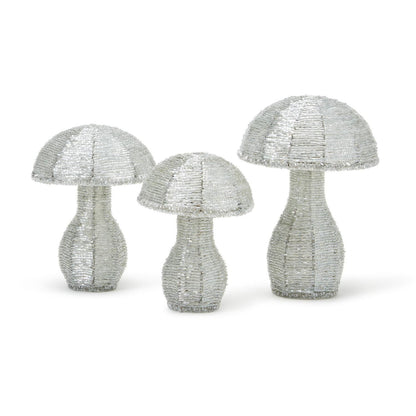 Two's Company Forest Belle Set Of 3 Hand-Crafted Beaded Mushrooms