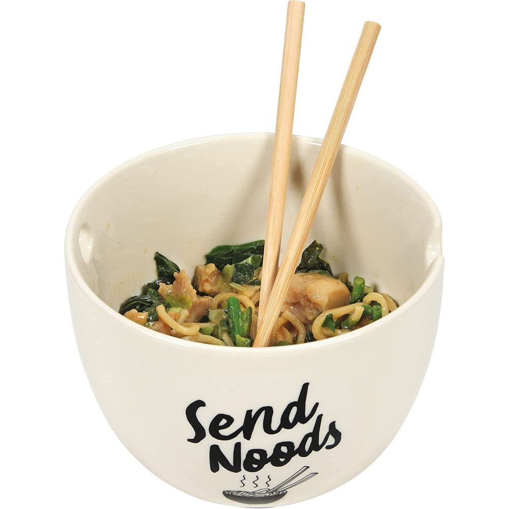 Enesco Our Name Is Mud Bowl Send Noods Ramen Bowl with Chopsticks