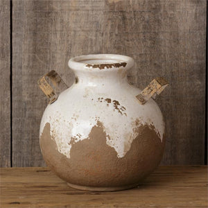 Your Heart's Delight Earthenware - Round Vase, Metal Handles, Ceramic