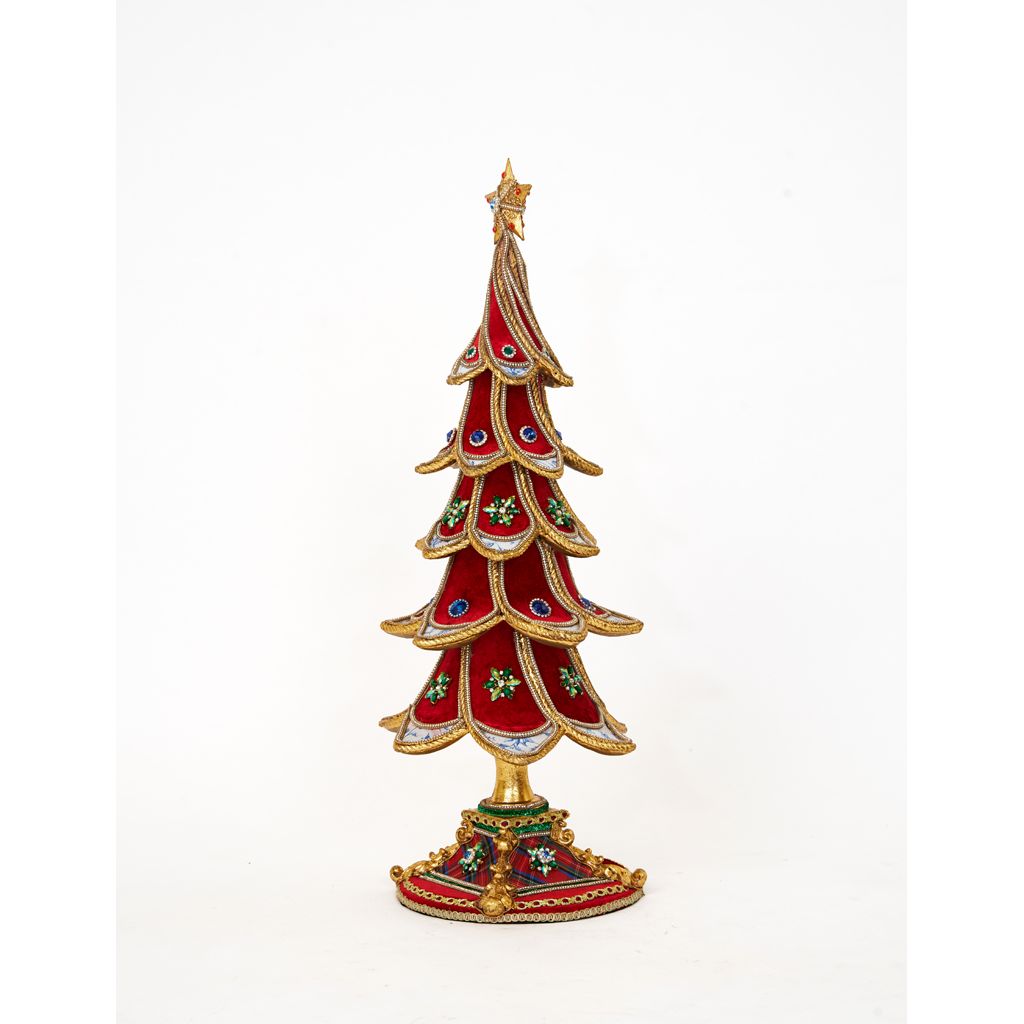 Katherine's Collection 2022 Chinoiserie Tabletop Tree, 27" Red Polyester