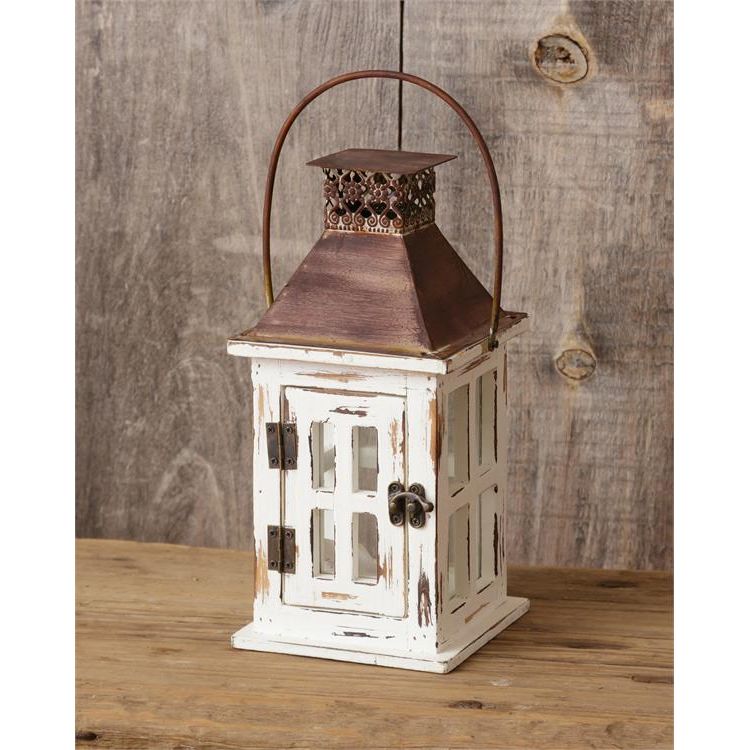 Your Heart's Delight Lantern - White Rusty Top Small