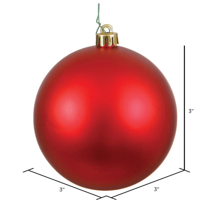Vickerman 3" Red Matte Ball Ornament, 12 per Bag, Plastic