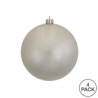Vickerman 4.75" Silver Candy Ball Ornament, 4 Per Bag
