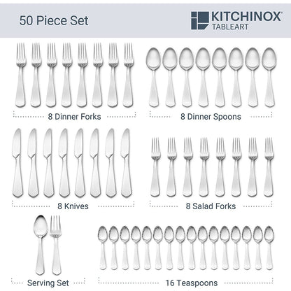 Kitchinox Penthouse Satin 50-Piece Flatware Service For 8