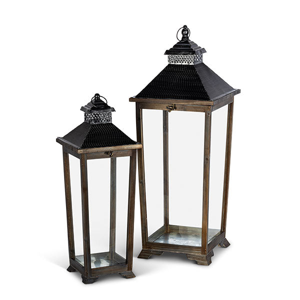 Gerson Company Set of 2 Wood and Iron Nested Candle Holders, 32.48