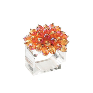 Kim Seybert Napkin Ring: Zinnia, Pink/Orange, Set Of 4