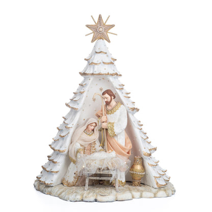 Katherine's Collection Starry Nights 24" Celestial Nativity Piece, White/Gold Resin