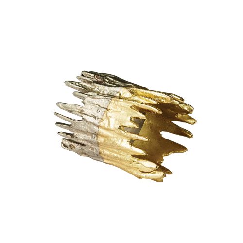 Kim Seybert Patina Napkin Ring In Gold & Silver, Set of 4, Aluminum, 3"