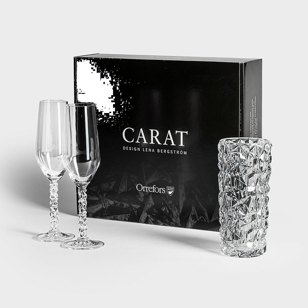 Orrefors Carat 3 Pieces Champagne Flute  Gift Set