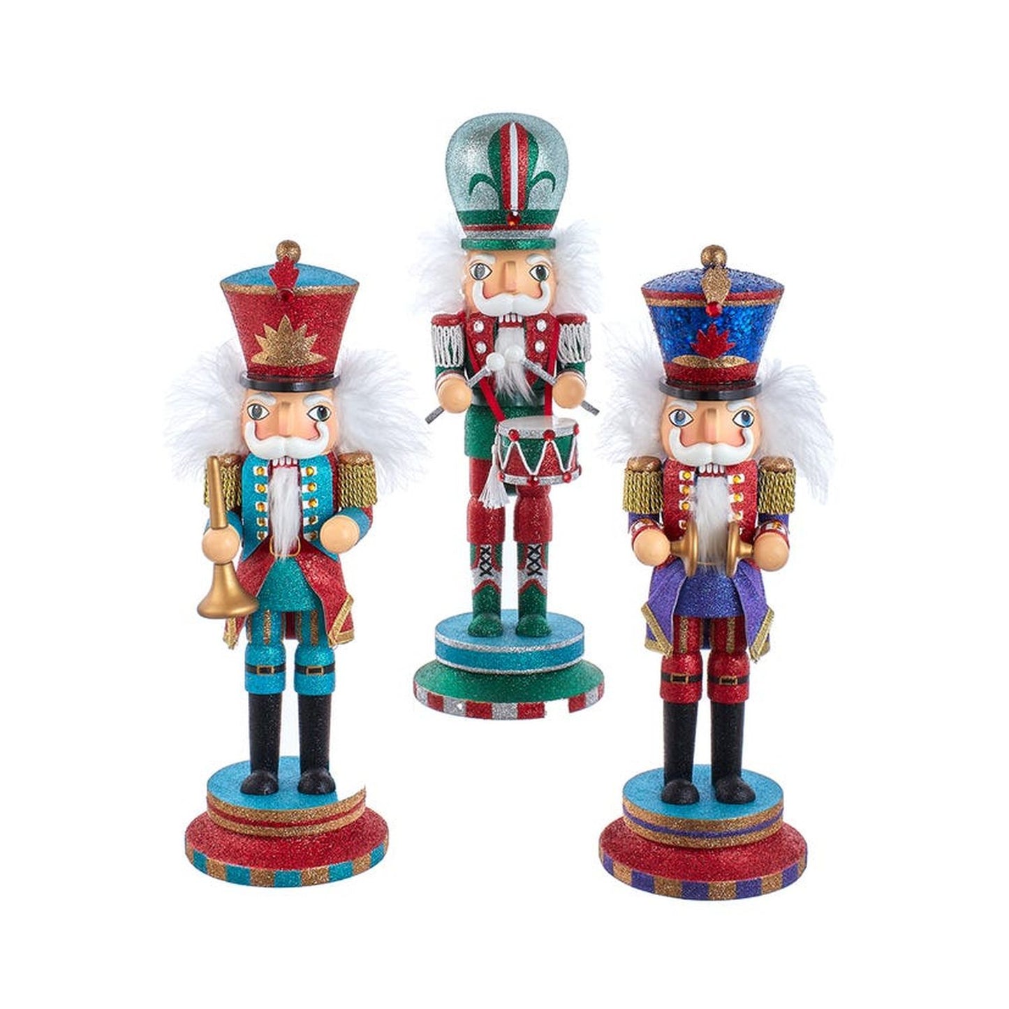 15" Hollywood Nutcrackers Soldiers With Instruments, Set Of 3, Assortment