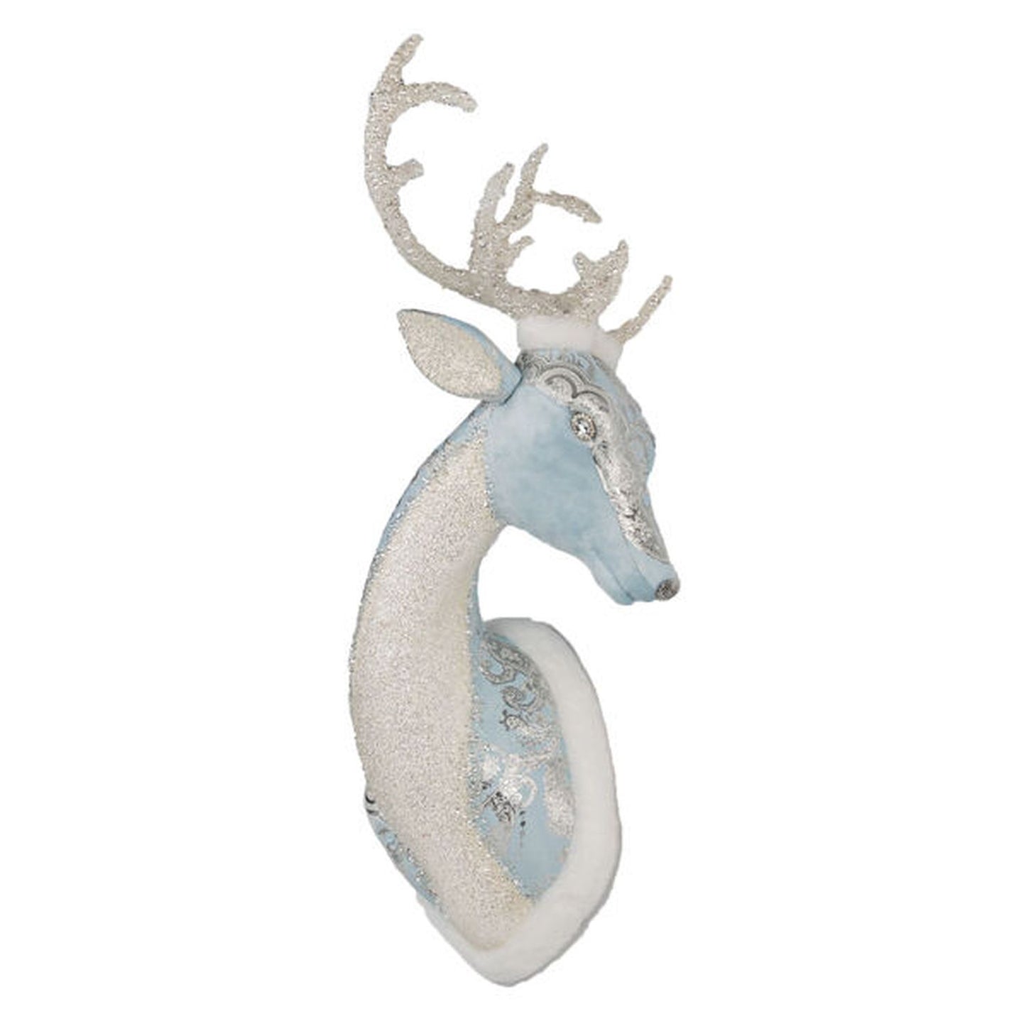 December Diamonds Sleigh Ride 27In Blue Ice Deer Head Wall