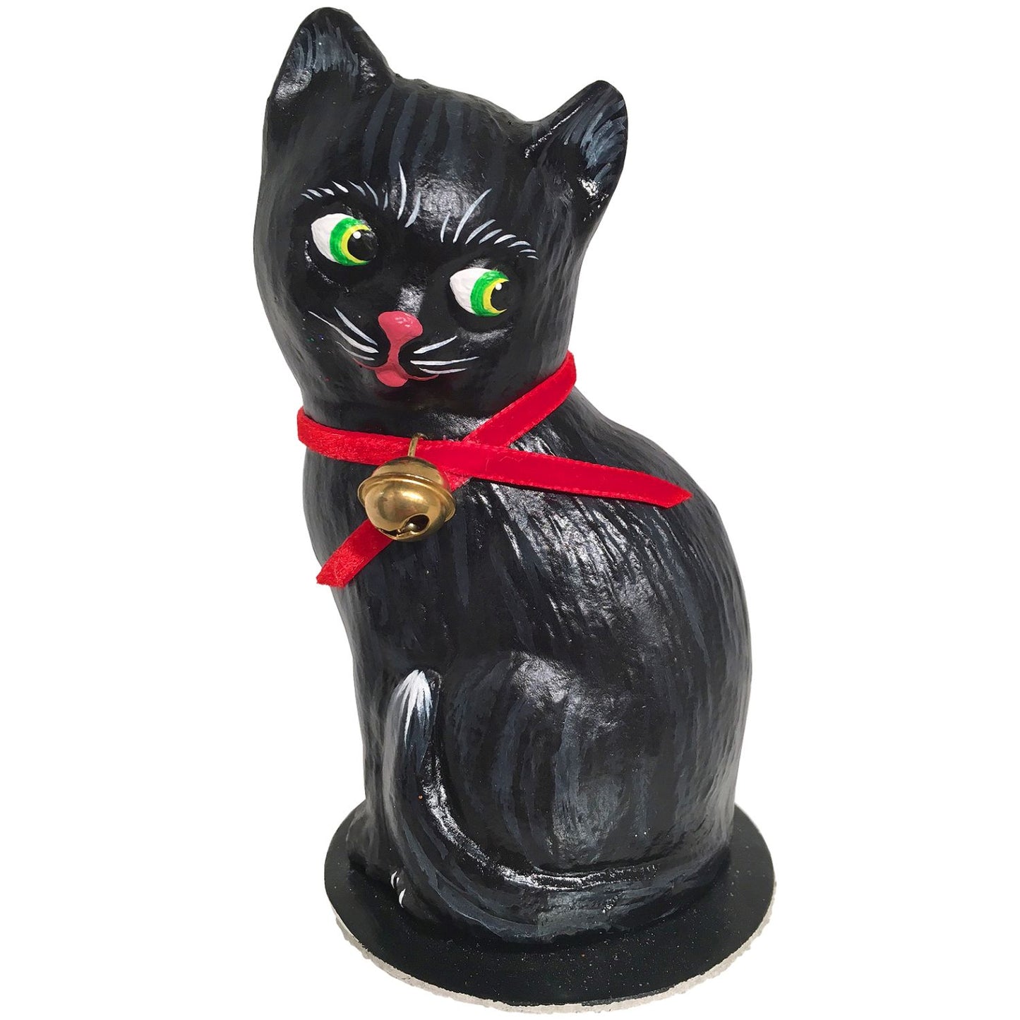 Alexander Taron Schaller Paper Mache Candy Container Black Cat Red Ribbon
