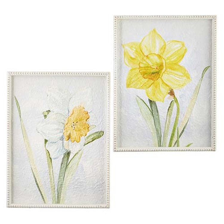 Raz Imports Storybook Spring 19.5" Farmhouse Daffodil Framed Wall Art, Asst of 2