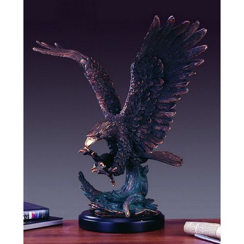 Treasure of Nature Catching Prey Eagle Bronze Sculpture with Base, 25"