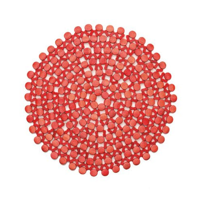 Kim Seybert Set Of 4 Round Bamboo Placemats In Coral, Bamboo