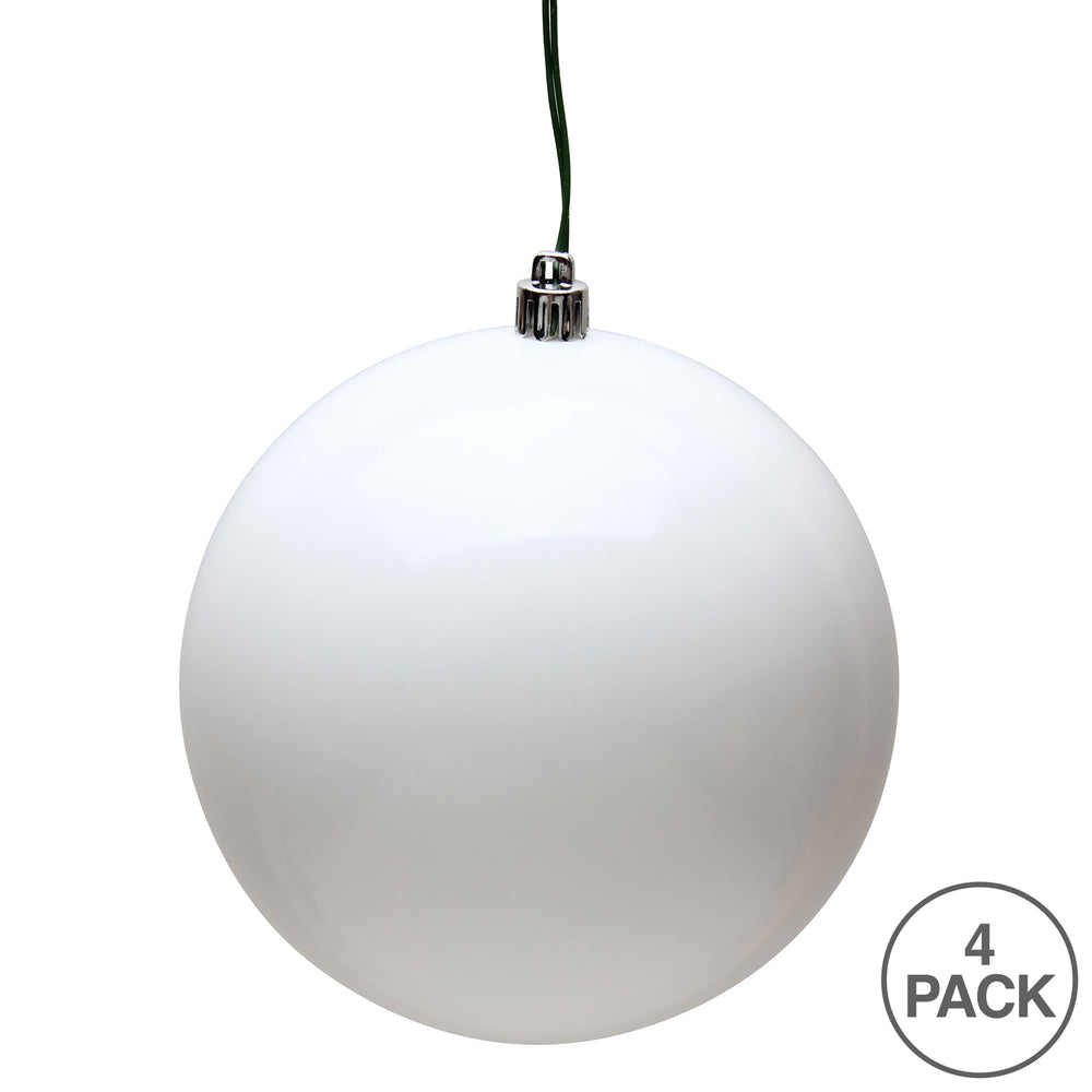 Vickerman 6" White Candy Ball Ornament, 4 per Bag, Plastic
