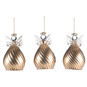 Goodwill Glass Swirl Angel Ornament Gold 10Cm, Set Of 3, Assortment