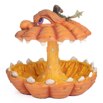 Katherine's Collection 12.5" Oh My Gourd Halloween Pumpkin Candy Bowl, Orange Resin