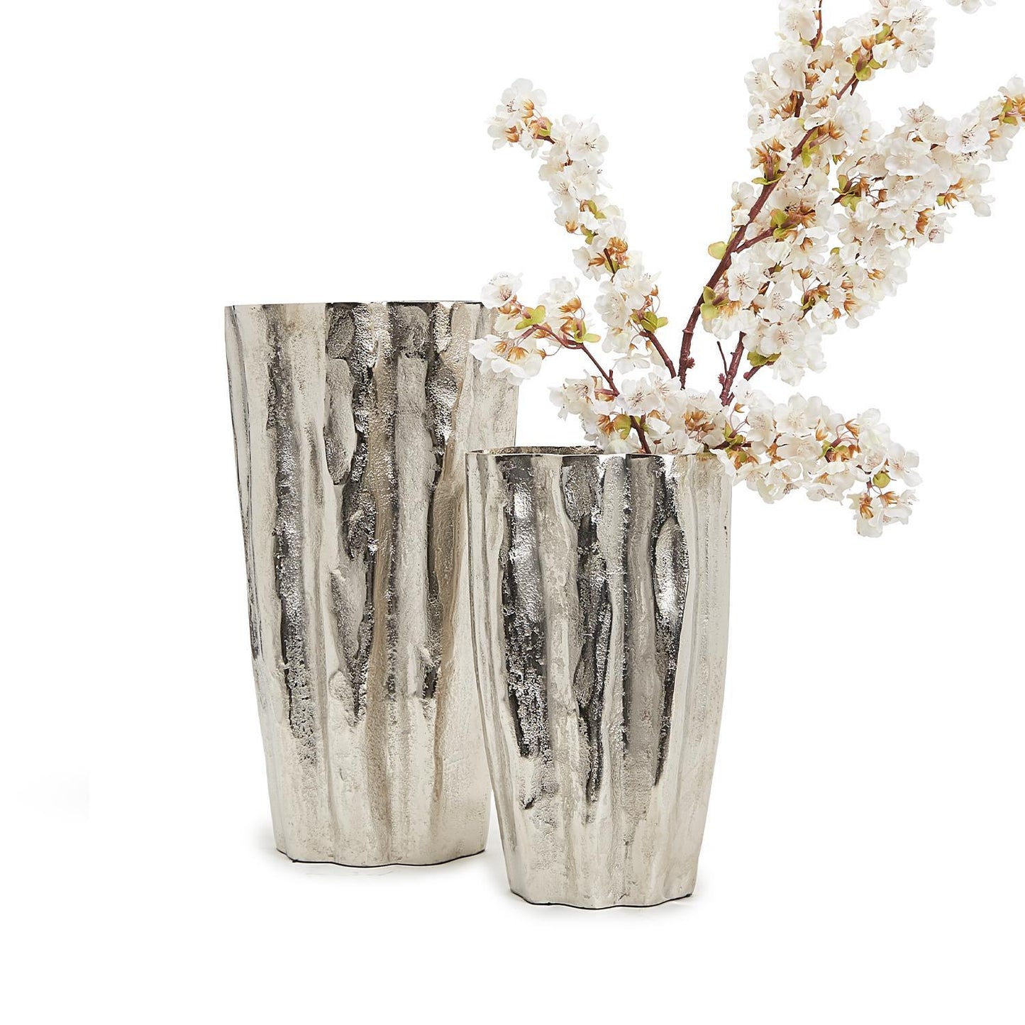 Two's Company Set Of 2 Silver Tree Vase (Dry Flowers Only)- Recycle Aluminum