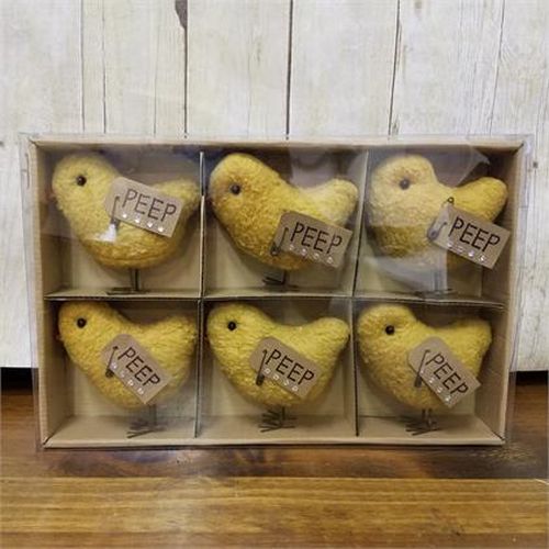 Your Heart's Delight Vintage Peeps In Box Decor, Pack of 6, Yellow, Fabric