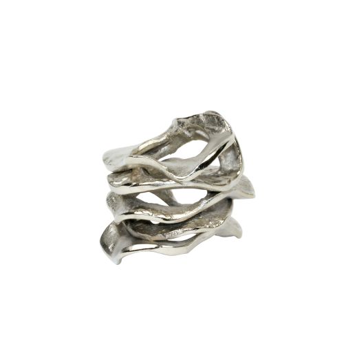 Kim Seybert Flux Napkin Ring In Silver, Set of 4, Aluminum, 2.5
