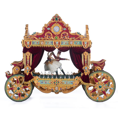 Katherine's Collection Nutcracker Stage Carriage, 24x9.75x19 Inches, Red/Gold Resin