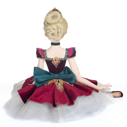 Katherine's Collection Sugar Plum Ballerina Sitting Doll, 17x17x23 Inches, Red Resin