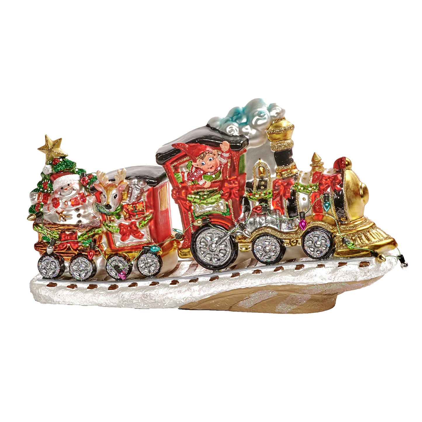Goodwill Glass Christmas Train Two-tone Red/Black/Gold 24Cm