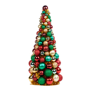 Goodwill Christmas Ball Cone Tree Topiary Two-tone Red/Green/Gold 63.5Cm