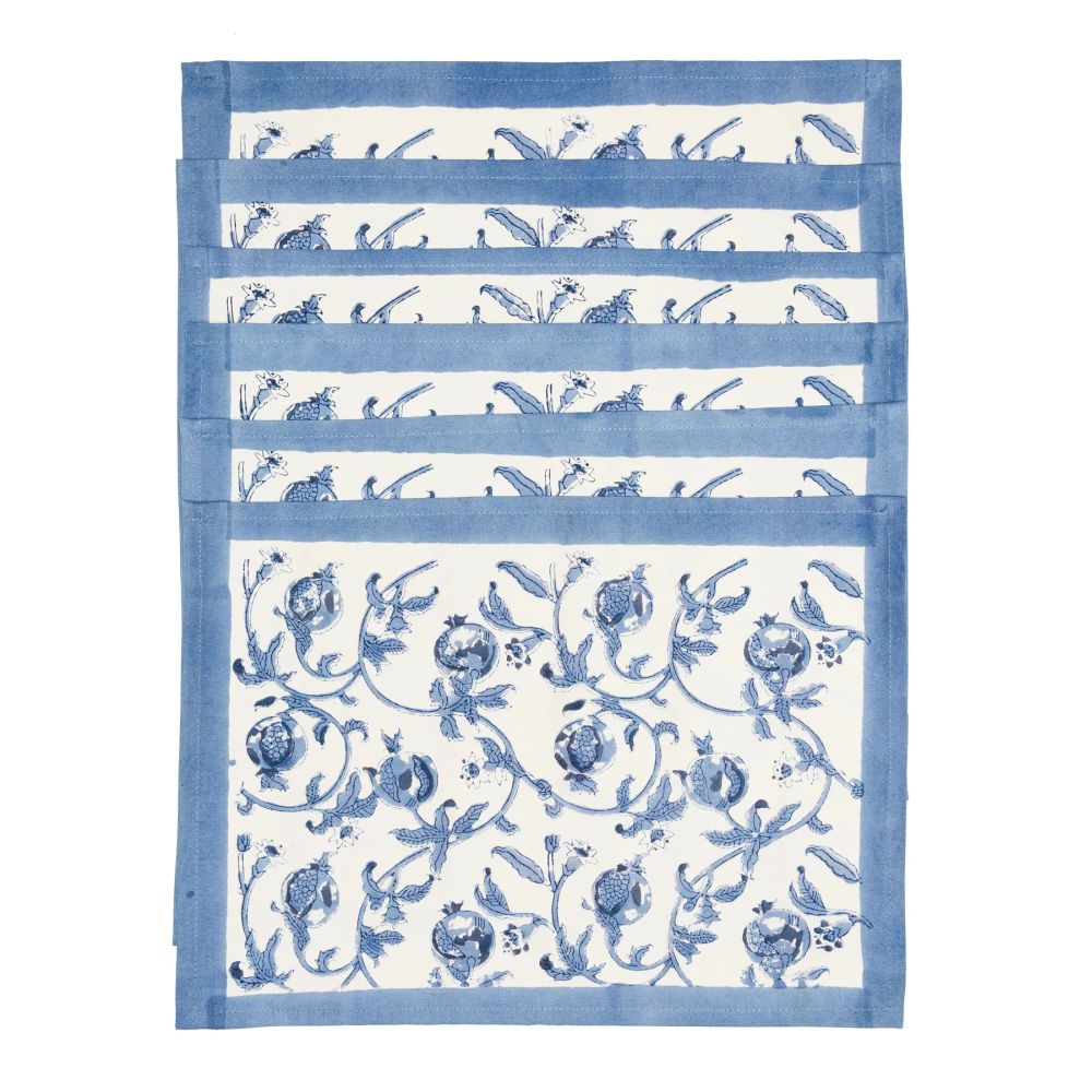 Couleur Nature Cornflower Blue Placemats 15X18 - Set Of 6