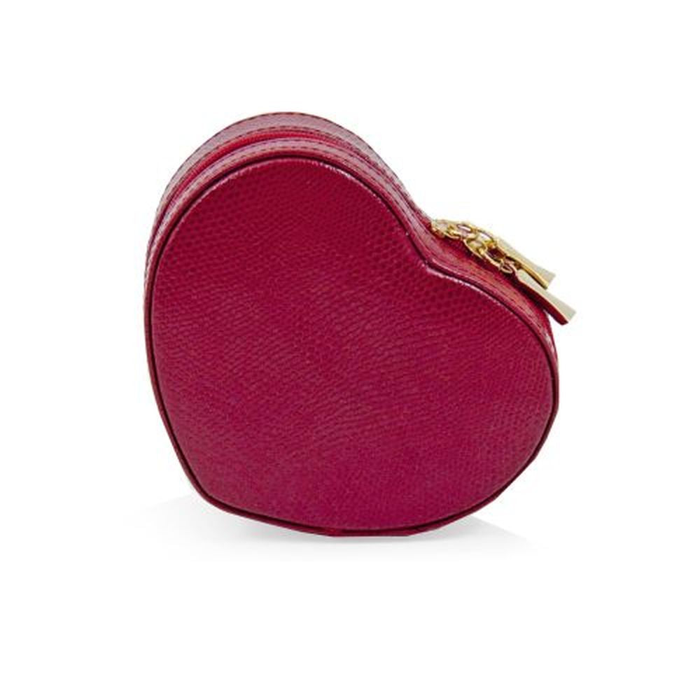 Red "Lizard" Leather Small Heart Shaped Jewelry Box