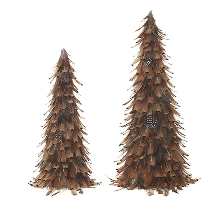 Raz Imports 2022 Christmas At The Lodge 18" Natural Feather Trees, Set of 2
