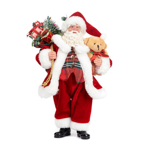 Goodwill Fabric Santa With Bear/Gifts Two-tone Red/White 28Cm