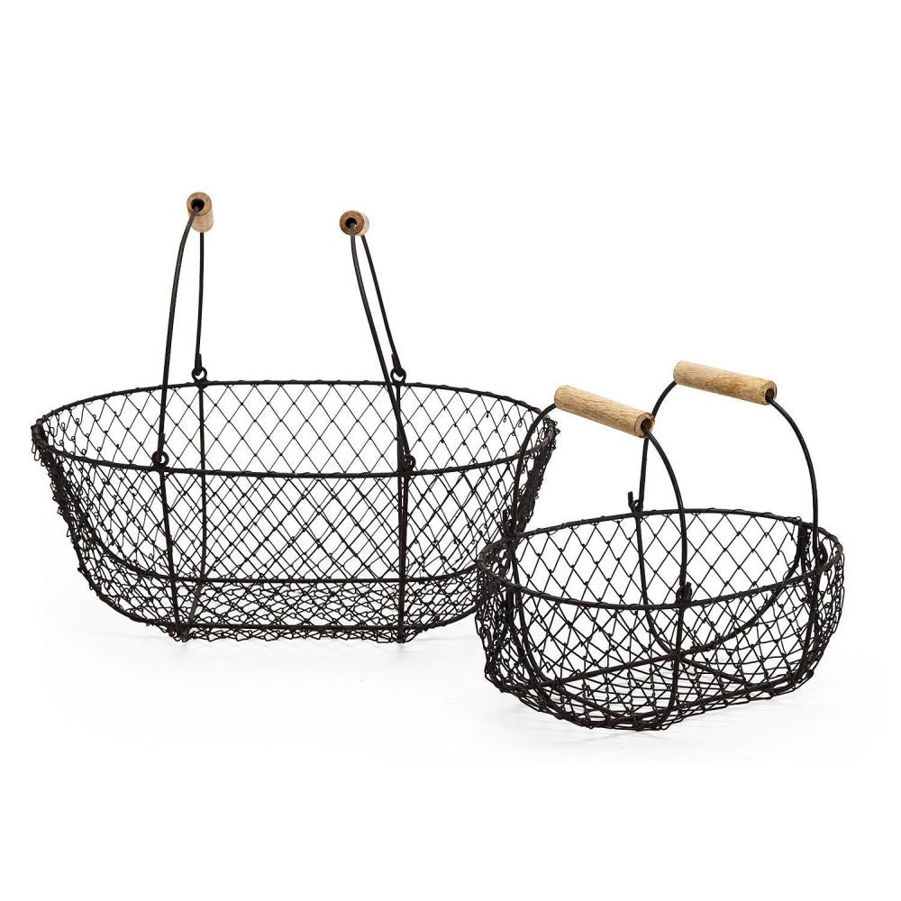 Set of 6 French Wireworks Potager Basket w/ Collapsible Handles Includes 2 Sizes