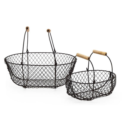 Set of 6 French Wireworks Potager Basket w/ Collapsible Handles Includes 2 Sizes