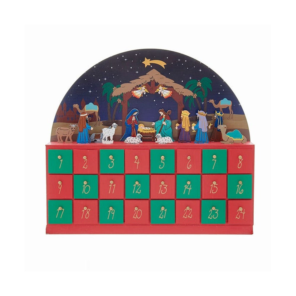 Kurt Adler 16.5" Wooden Nativity Advent Calendar