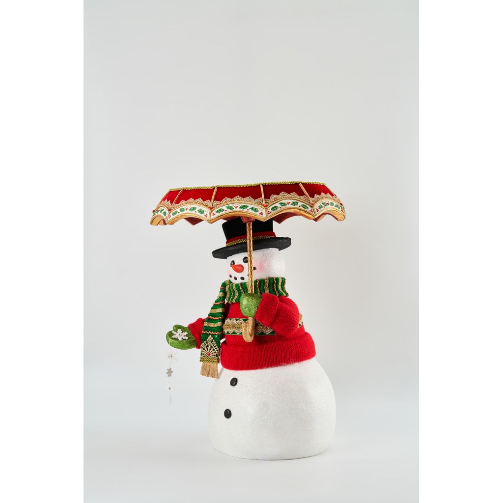 Katherine's Collection 2022 All The Trimmings Snowman With Serving Tray Umbrella.