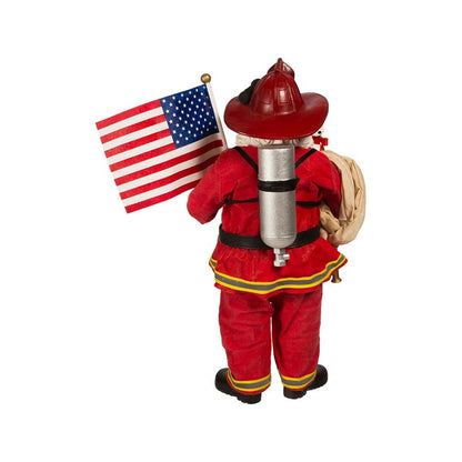 Kurt Adler 10.5" Fabriche Fireman With American Flag Santa