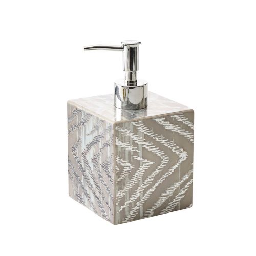 Kim Seybert Zebra Soap Dispenser In Gray-Silver, Fiberboard, 3.5" x 3.5" x 6.5"