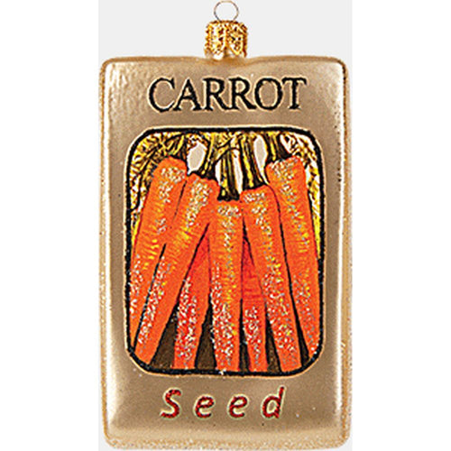 The Whitehurst Company Carrot Seed Bag Ornament - Glass Blown Holiday Decor