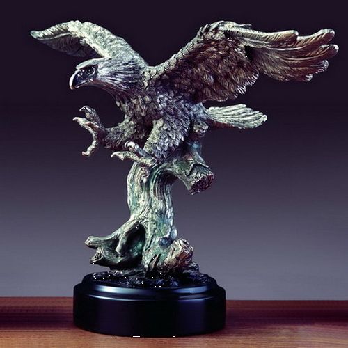 Treasure of Nature Hunting Pewter Eagle Figurine, Resin, 9.5" x 15" x 15"