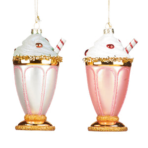 Goodwill Glass Ice Cream Sundae Ornament Pink/Green 5.5Cm, Set Of 2, Assortment
