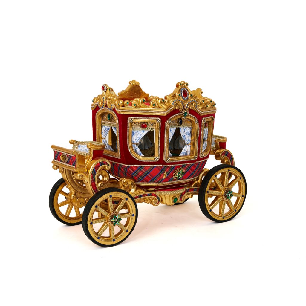 Katherine's Collection 2022 Chinoiserie Carriage Figurine, 25"x12.5"x18.5" Gold Resin